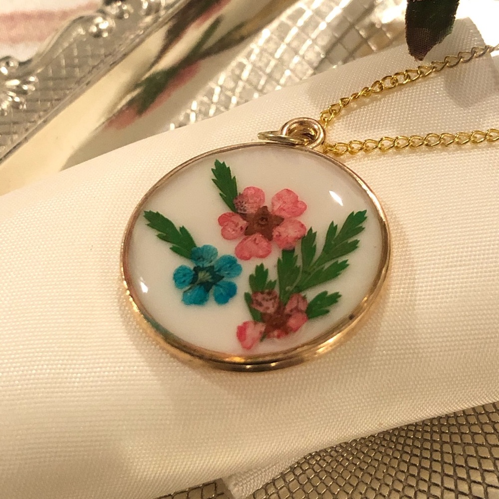 SOLD Real Pressed Flower Pendant